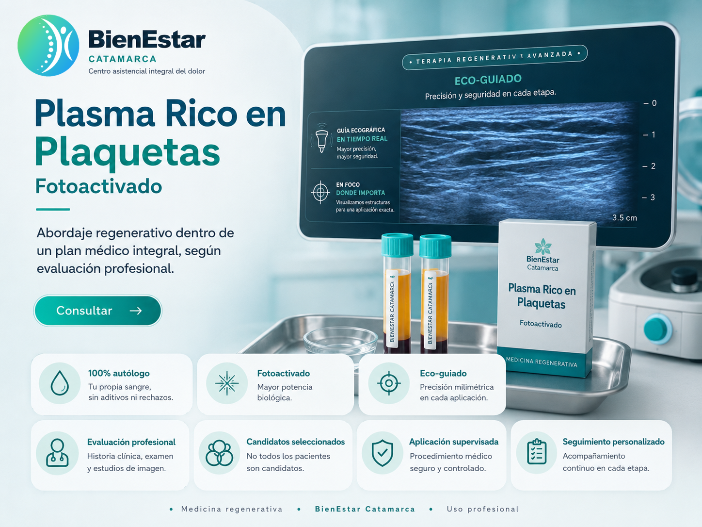 Plasma Rico en Plaquetas fotoactivado en BienEstar Catamarca